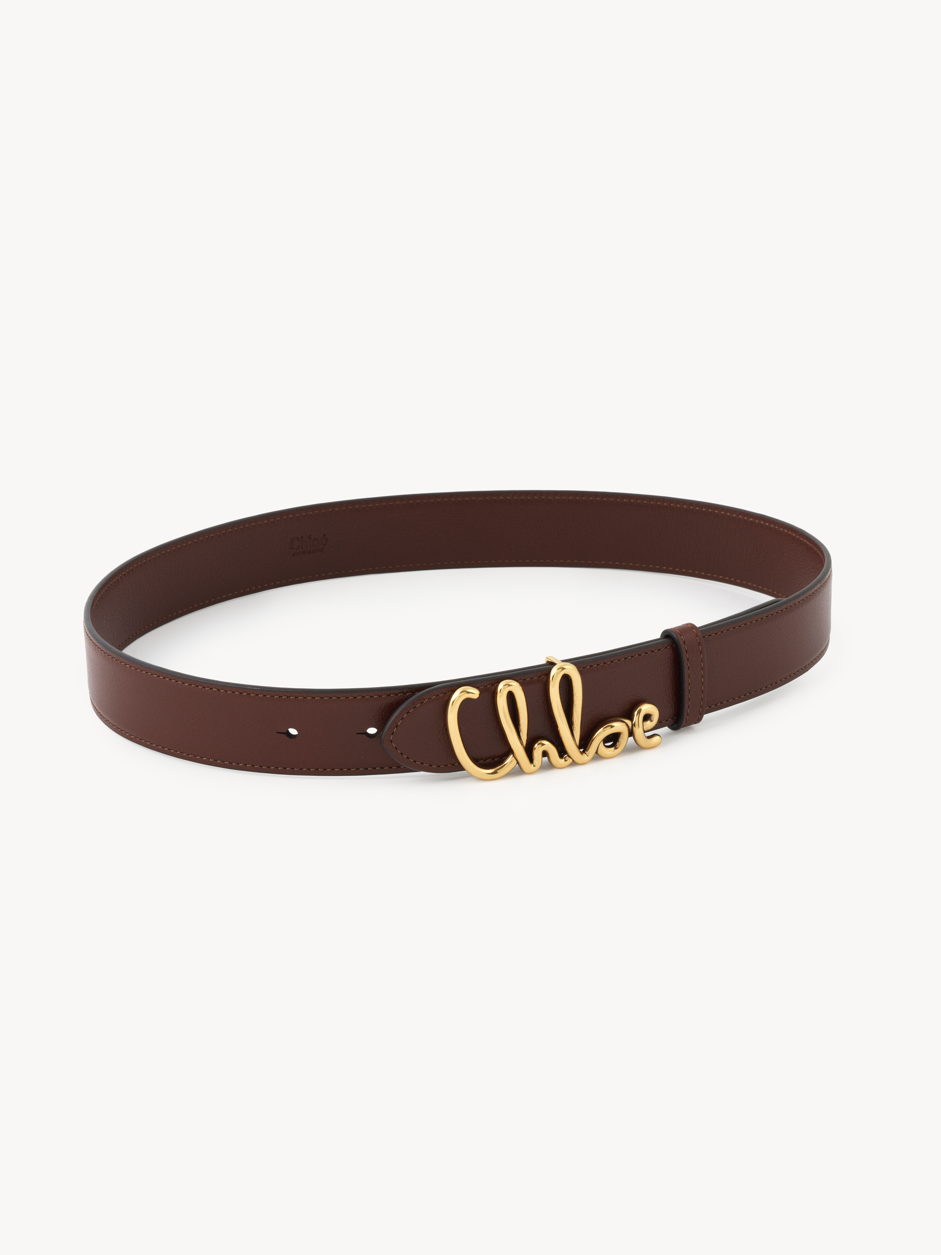 Chloé Womens Crafty Brown Logo-plaque Leather Belt In Brown