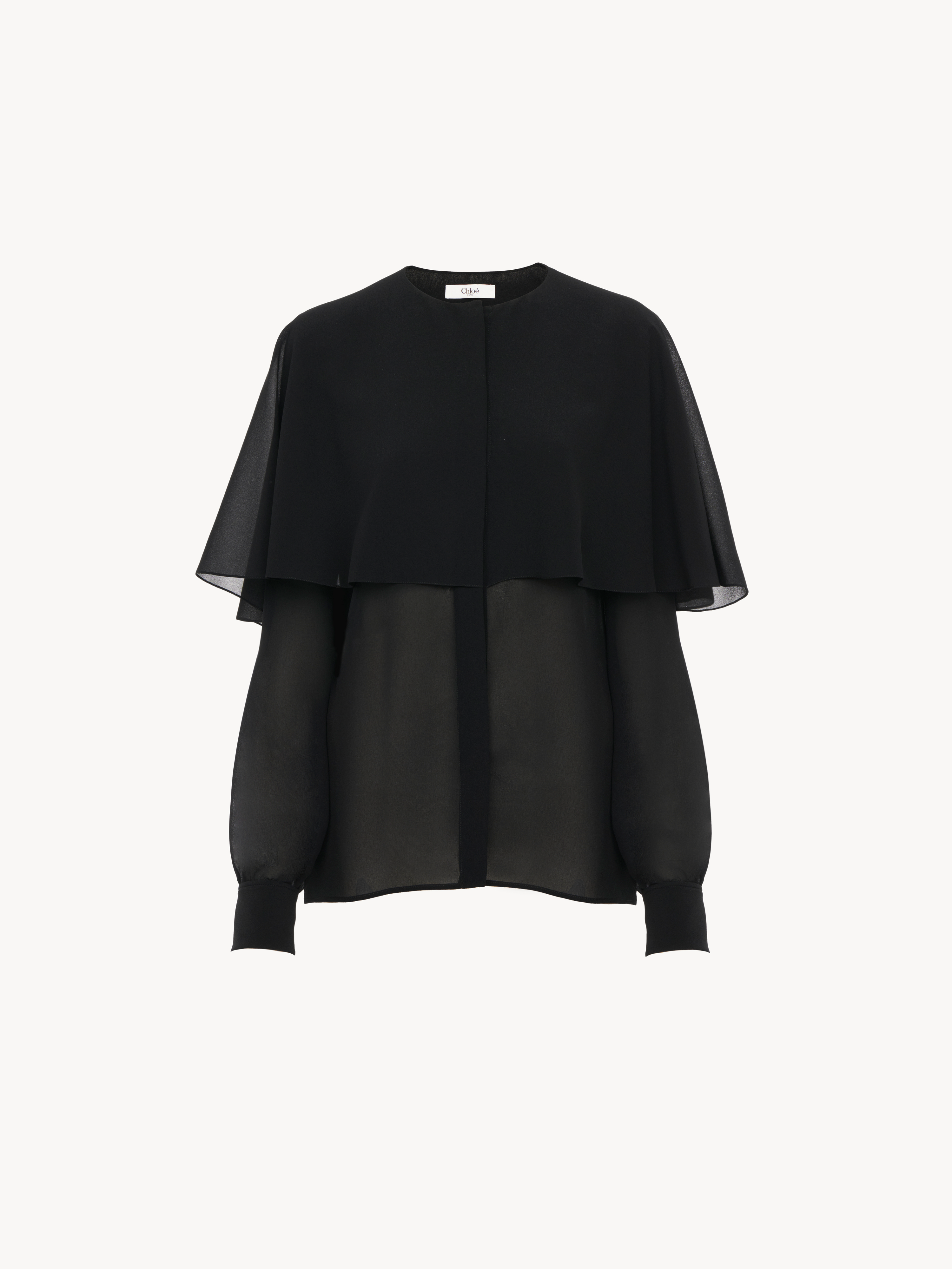 Chloé Cape Blouse In Silk Georgette In Black
